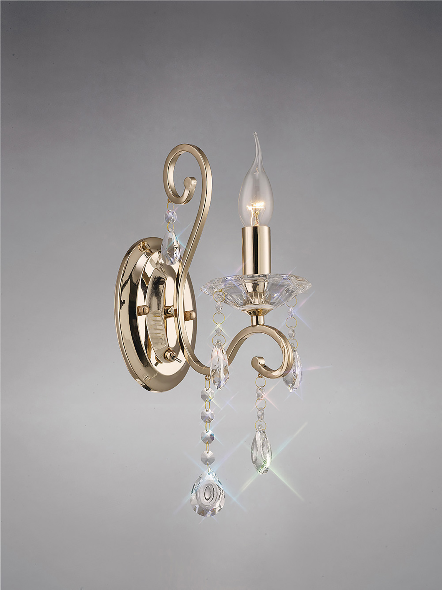 IL32061  Vela Crystal Switched Wall Lamp 1 Light French Gold